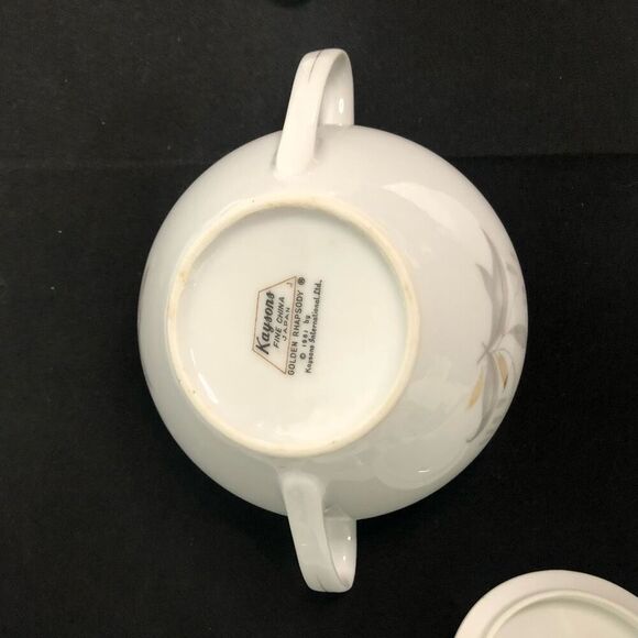 kaysons fine china golden rhapsody bellflower cream and sugar coffee tea set - Picture 6 of 10